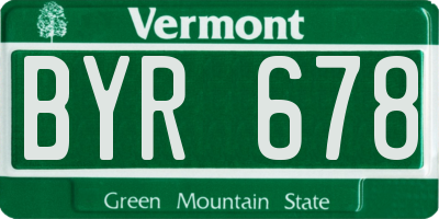 VT license plate BYR678