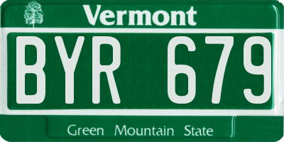 VT license plate BYR679