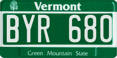 VT license plate BYR680