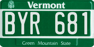 VT license plate BYR681