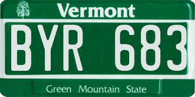 VT license plate BYR683