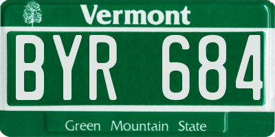 VT license plate BYR684
