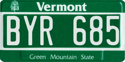 VT license plate BYR685