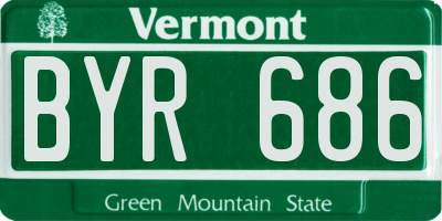 VT license plate BYR686