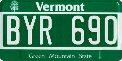 VT license plate BYR690