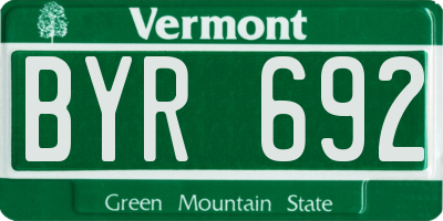 VT license plate BYR692