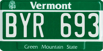 VT license plate BYR693
