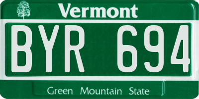 VT license plate BYR694