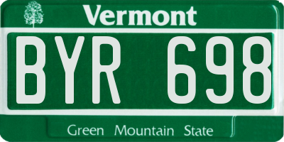 VT license plate BYR698