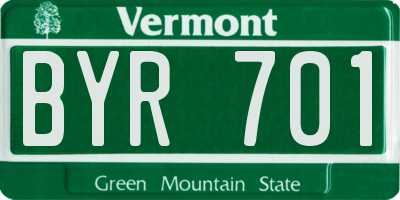 VT license plate BYR701