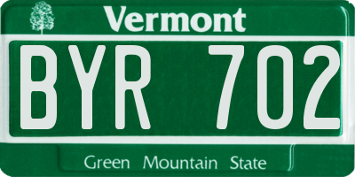 VT license plate BYR702