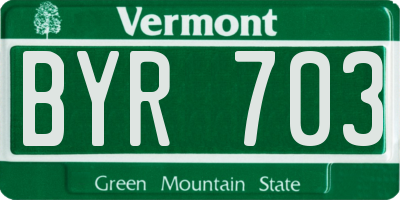 VT license plate BYR703