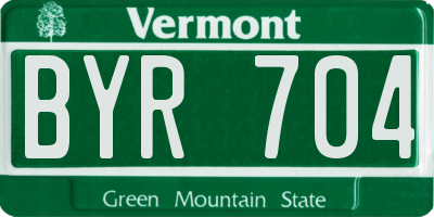 VT license plate BYR704