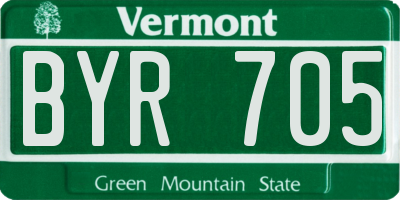 VT license plate BYR705