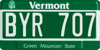 VT license plate BYR707
