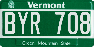 VT license plate BYR708