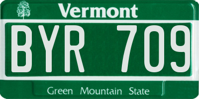 VT license plate BYR709