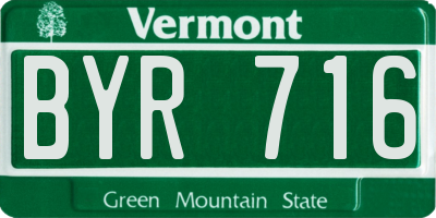 VT license plate BYR716