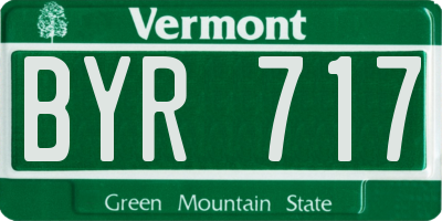 VT license plate BYR717