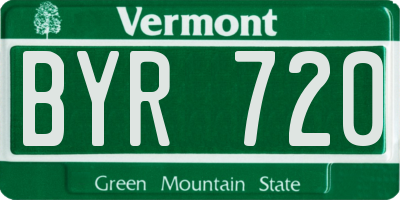 VT license plate BYR720