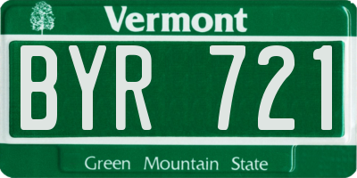 VT license plate BYR721