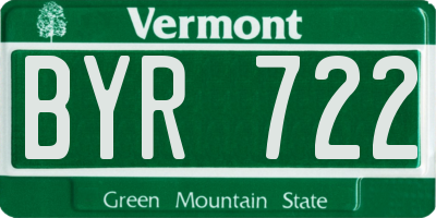 VT license plate BYR722