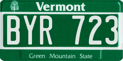 VT license plate BYR723