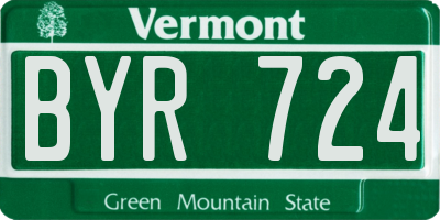 VT license plate BYR724