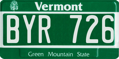 VT license plate BYR726