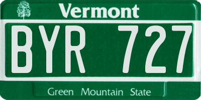 VT license plate BYR727