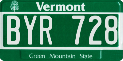 VT license plate BYR728