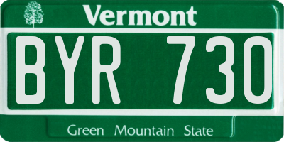 VT license plate BYR730