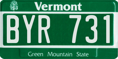 VT license plate BYR731
