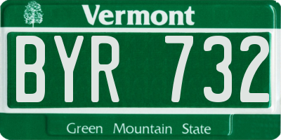 VT license plate BYR732