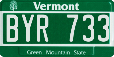 VT license plate BYR733