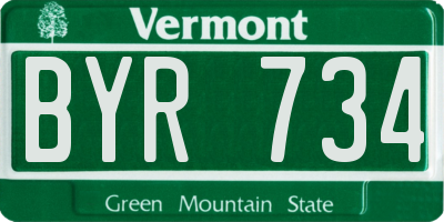 VT license plate BYR734