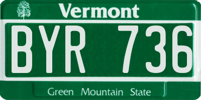 VT license plate BYR736