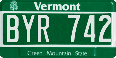 VT license plate BYR742