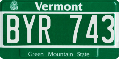 VT license plate BYR743