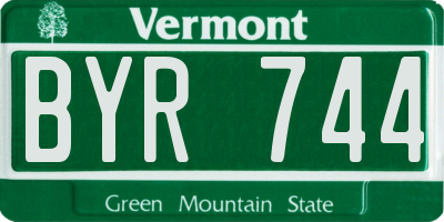 VT license plate BYR744
