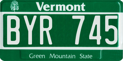 VT license plate BYR745