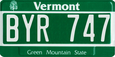 VT license plate BYR747
