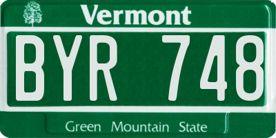 VT license plate BYR748