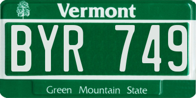 VT license plate BYR749