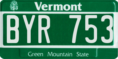 VT license plate BYR753