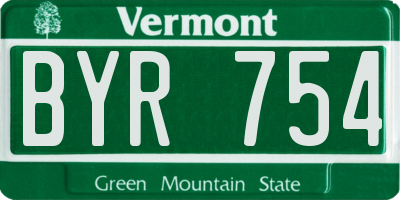 VT license plate BYR754