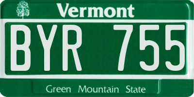VT license plate BYR755