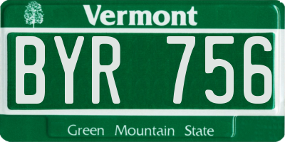 VT license plate BYR756