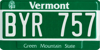 VT license plate BYR757