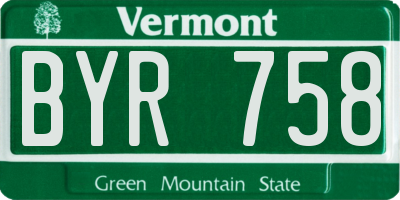 VT license plate BYR758